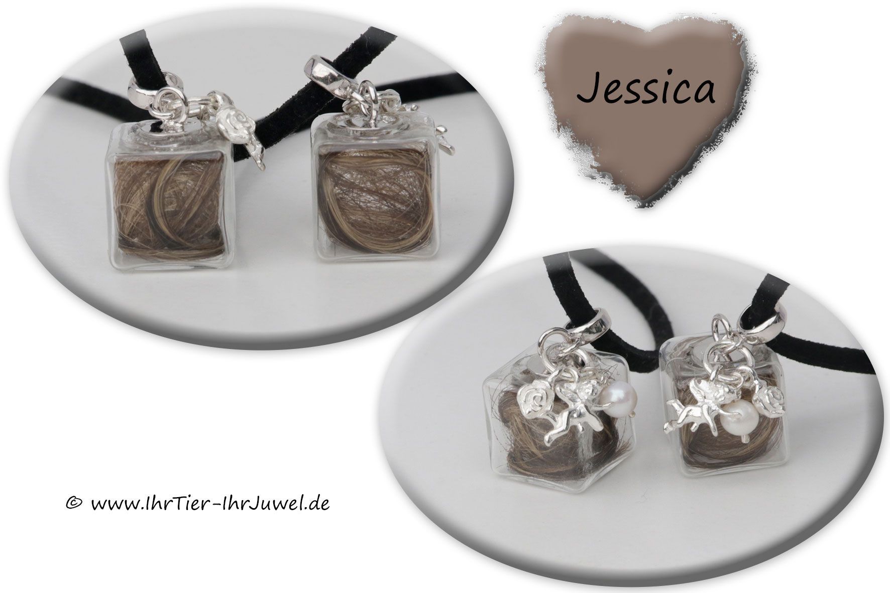 Gedenkschmuck Glaswürfel mit Menschenhaar Haarjuwel Engelsschmuck