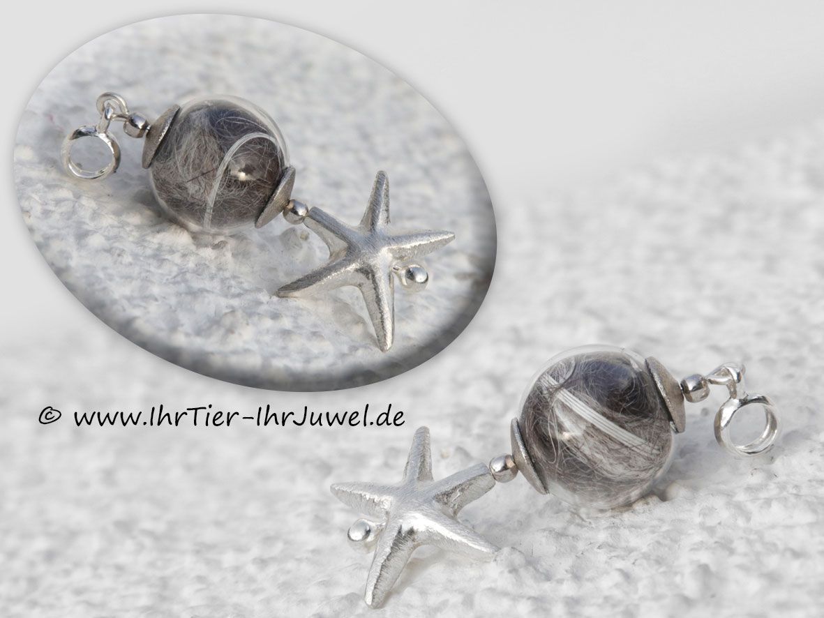 Tierhaarschmuck Glasperle mit Katzenhaaren Schnurrhaare Erinnerungsschmuck