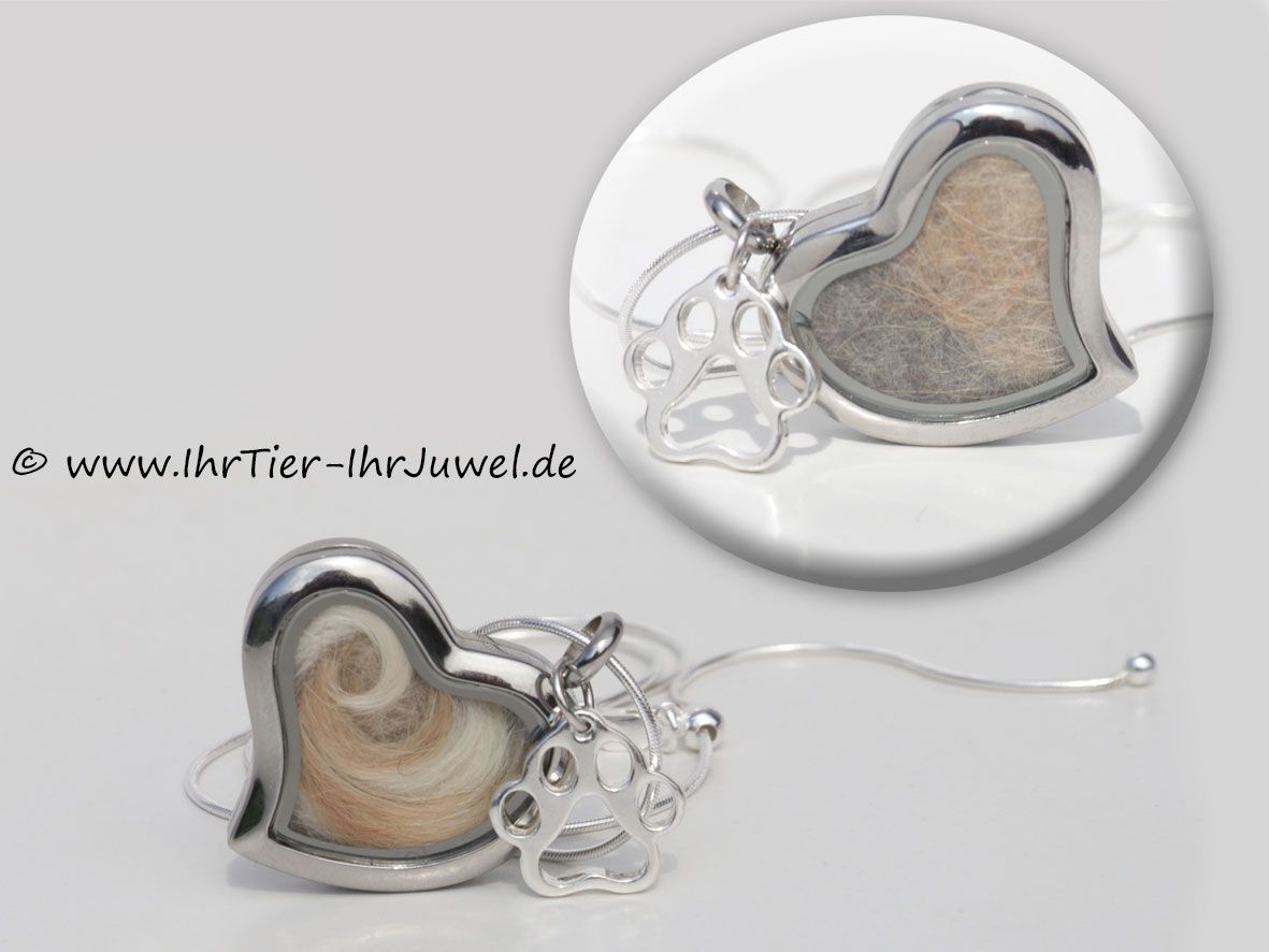 Tierhaarschmuck Herzmedaillons mit Tierhaaren Hundehaare Katzenhaare