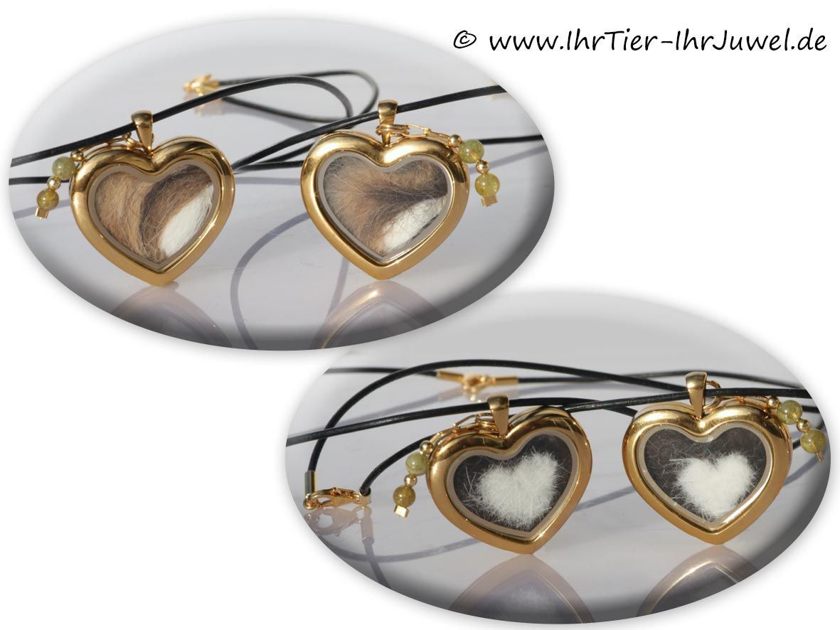 Herzmedaillons mit Katzenhaaren Schmuck geliebte Katze