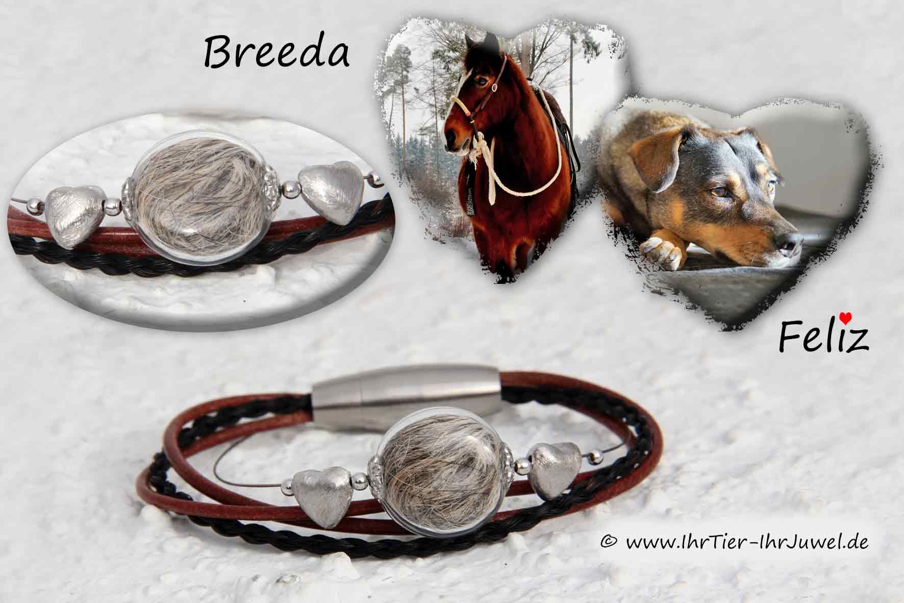 Hund und Pferd Armband mit Tierhaaren