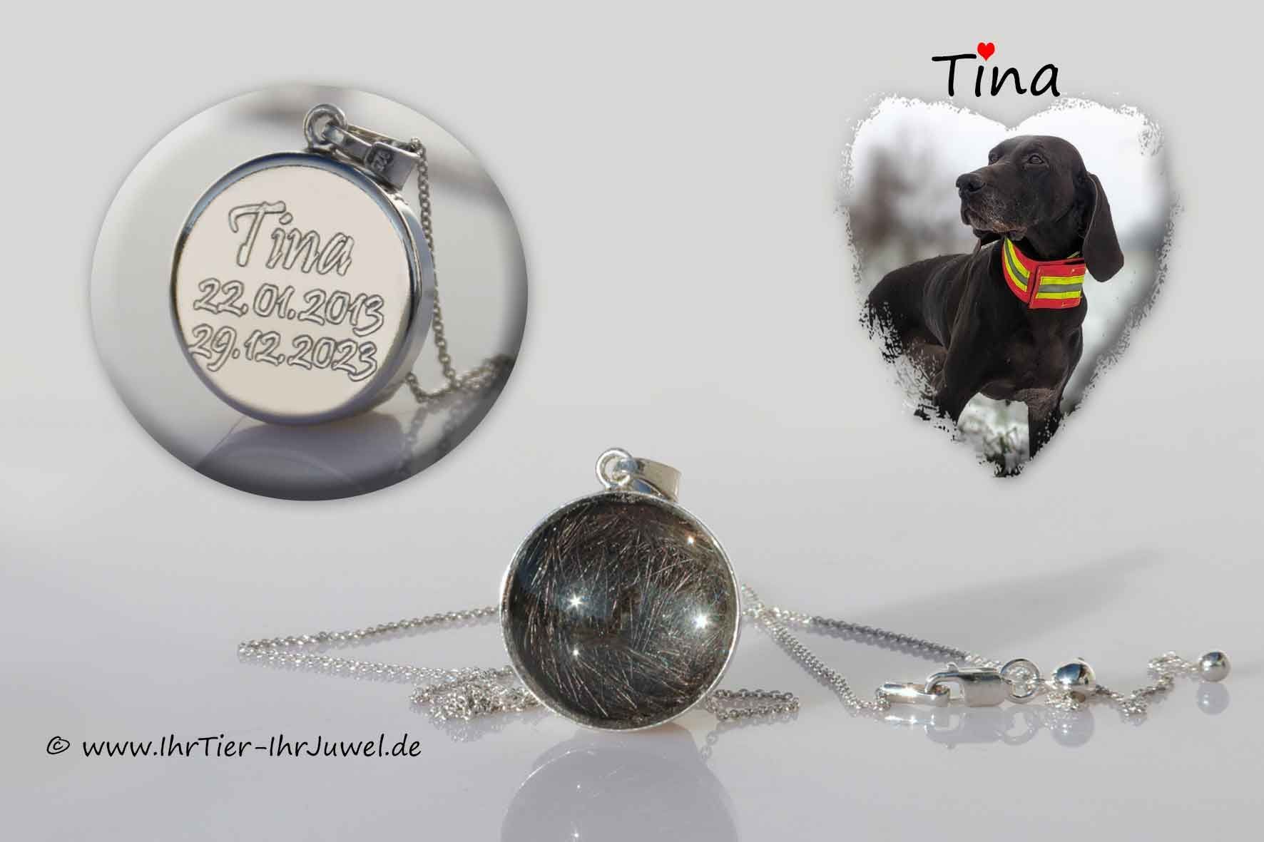 Kette Hundehaare Gravurschmuck Fellandenken Tierhaarschmuck