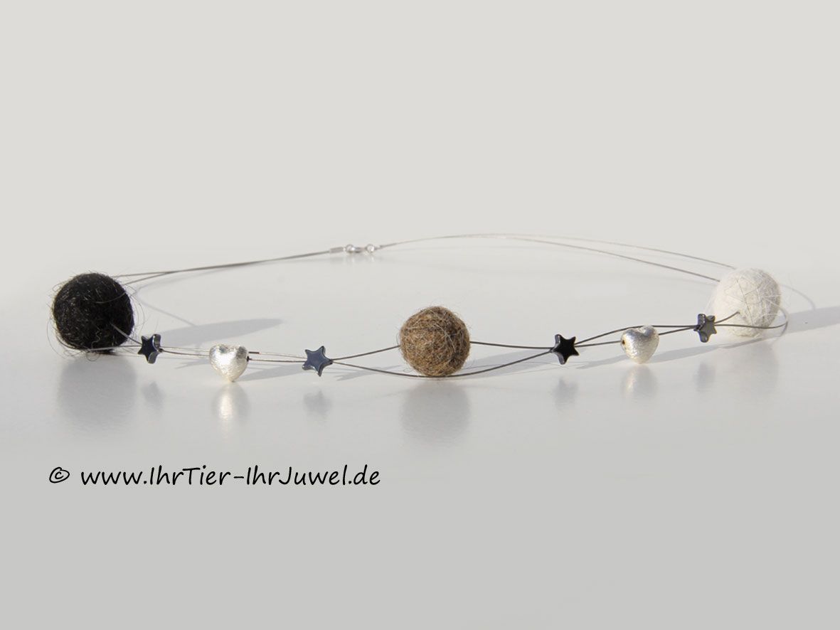 Tierhaarschmuck Ketten aus Tierhaaren Glasperlenschmuck Fellperlenschmuck