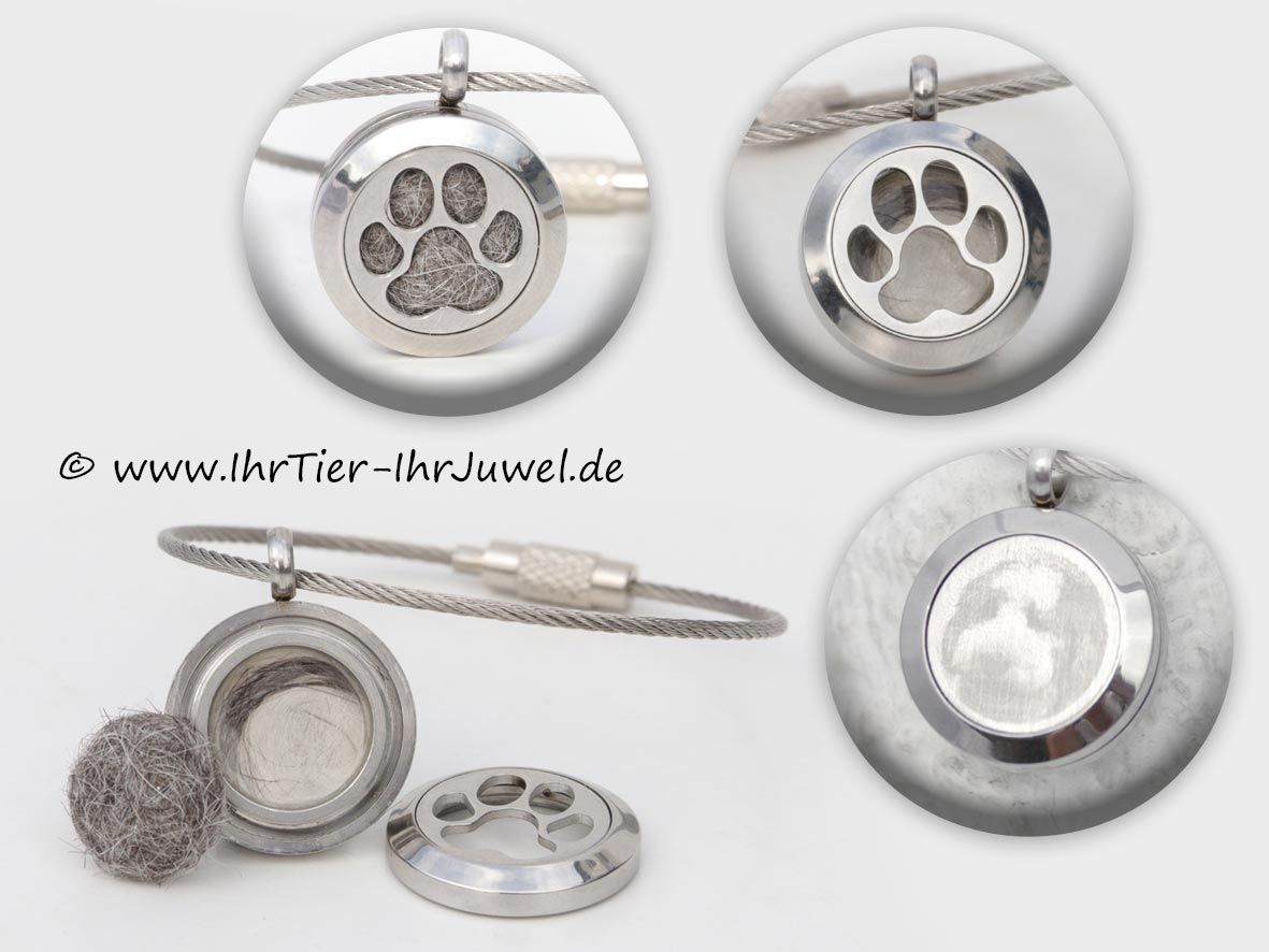 Medaillon mit Fotogravur Schmuck aus Hundehaar