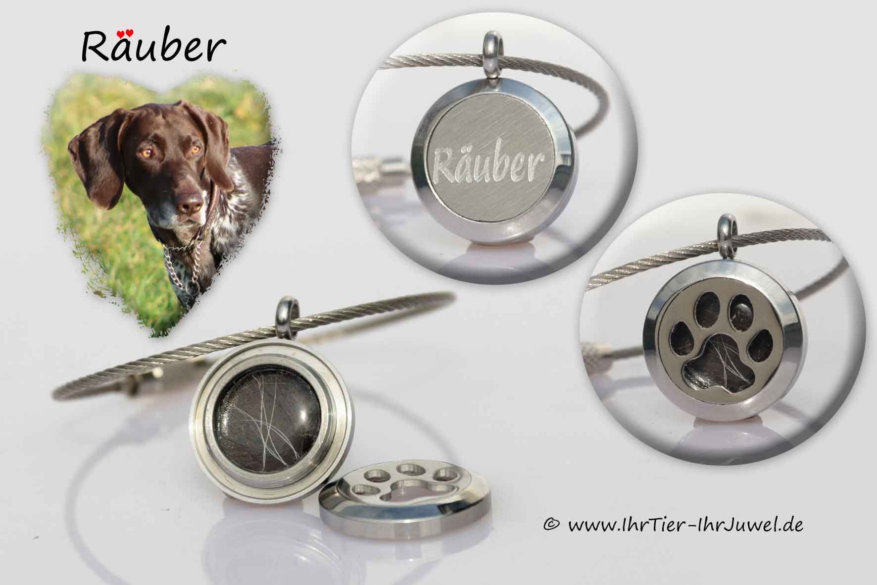 Medaillon mit Hundehaaren Gravurschmuck Geschenk Hundeliebhaber