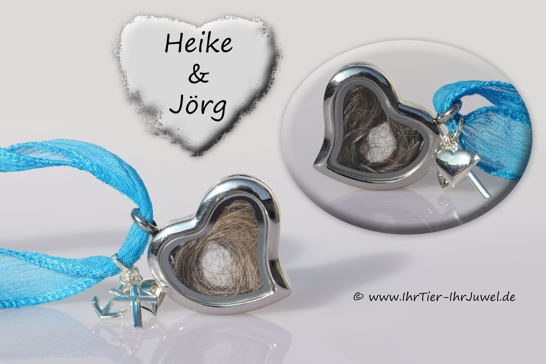 Menschenhaarschmuck Herzmedaillon Liebe Glaube Hoffnung