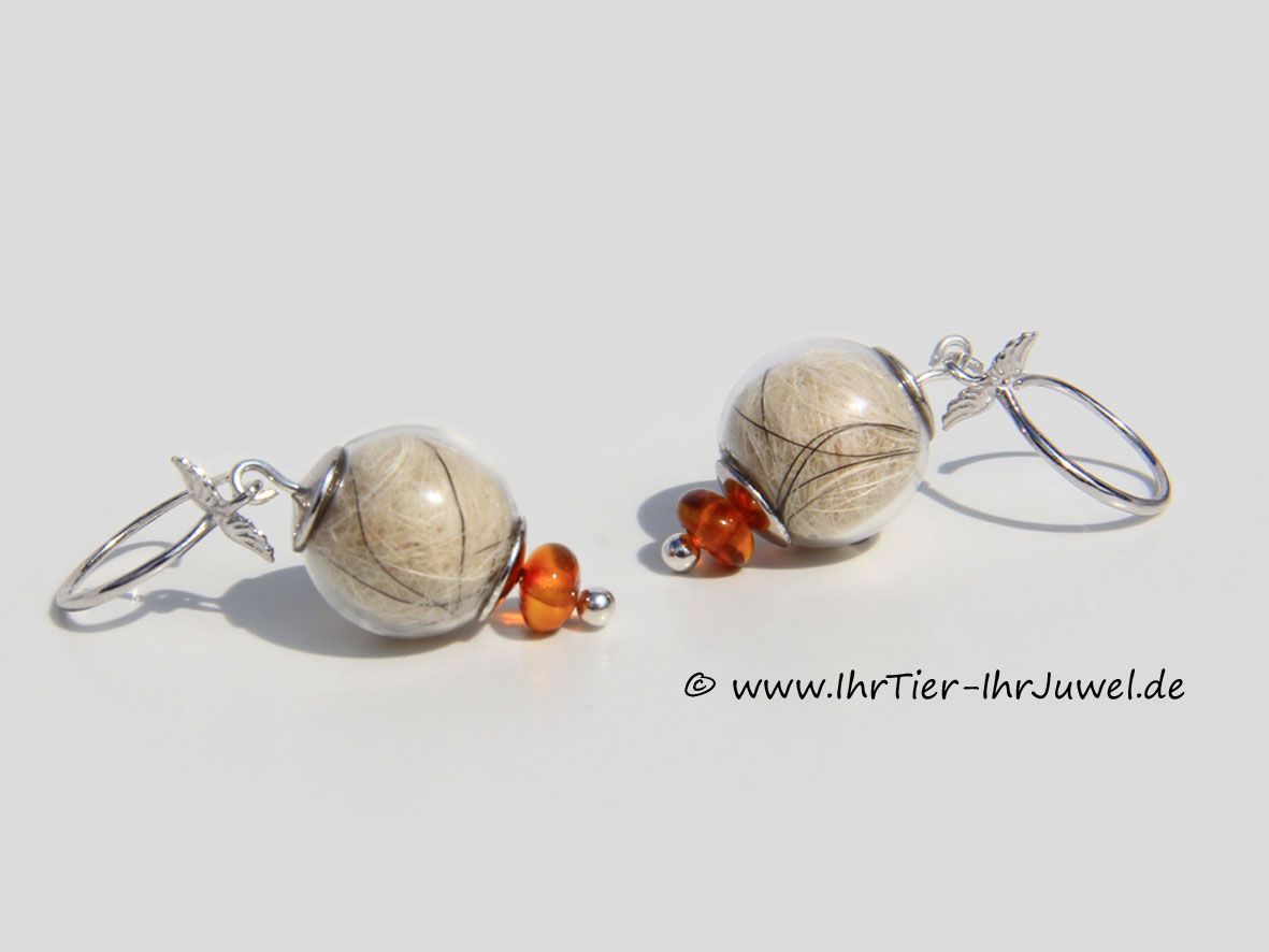 Tierhaarschmuck Ohrringe aus Tierhaaren Erinnerungsschmuck Pfotenliebe