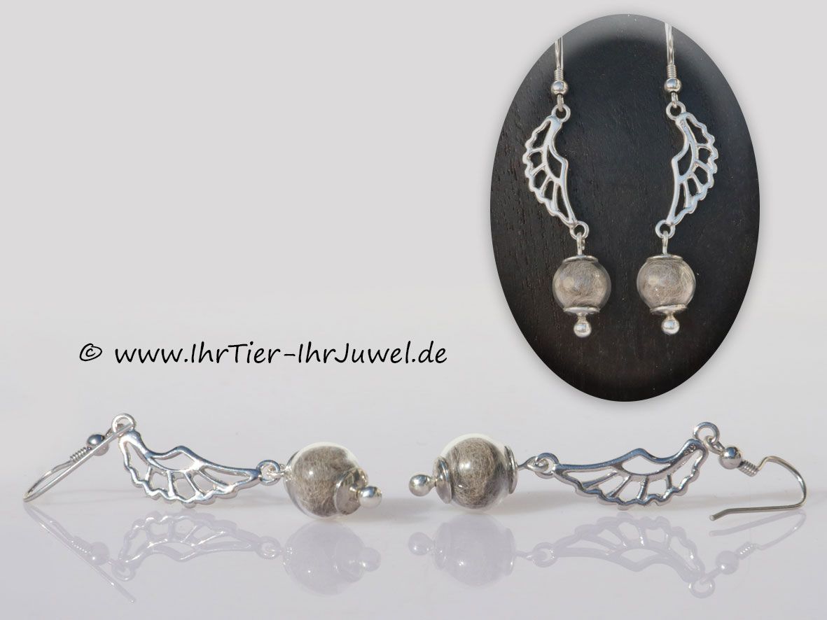 Ohrringe mit Tierhaaren Ohrschmuck aus Katzenhaaren