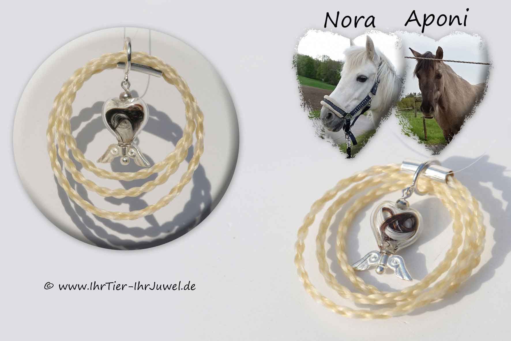 Pferdehaarschmuck Anhänger geflochtenes Schweifhaar Schutzengel Glasherz