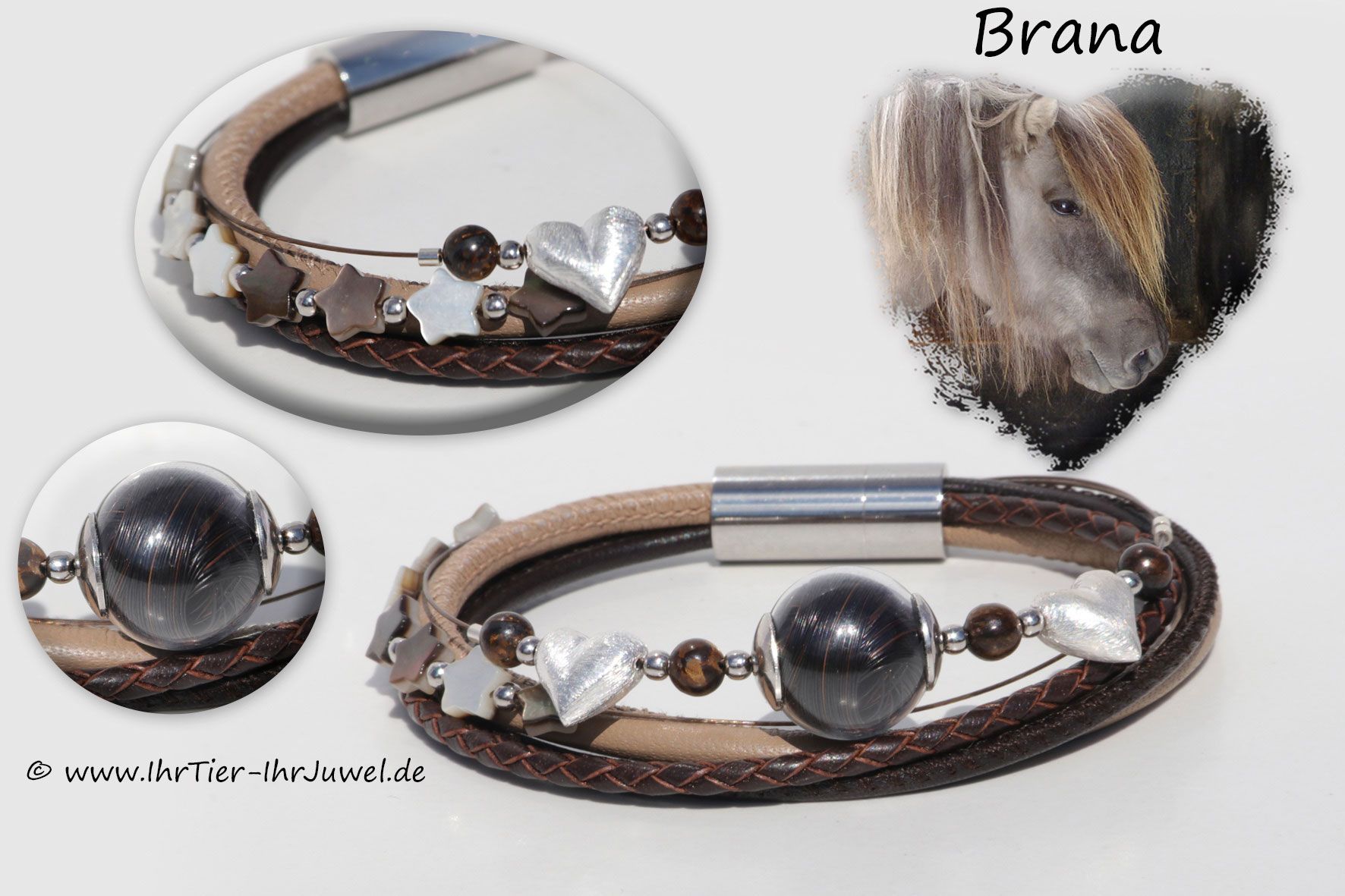 Pferdehaarschmuck Armband mit Pferdehaaren Erinnerungsschmuck Tierjuwel