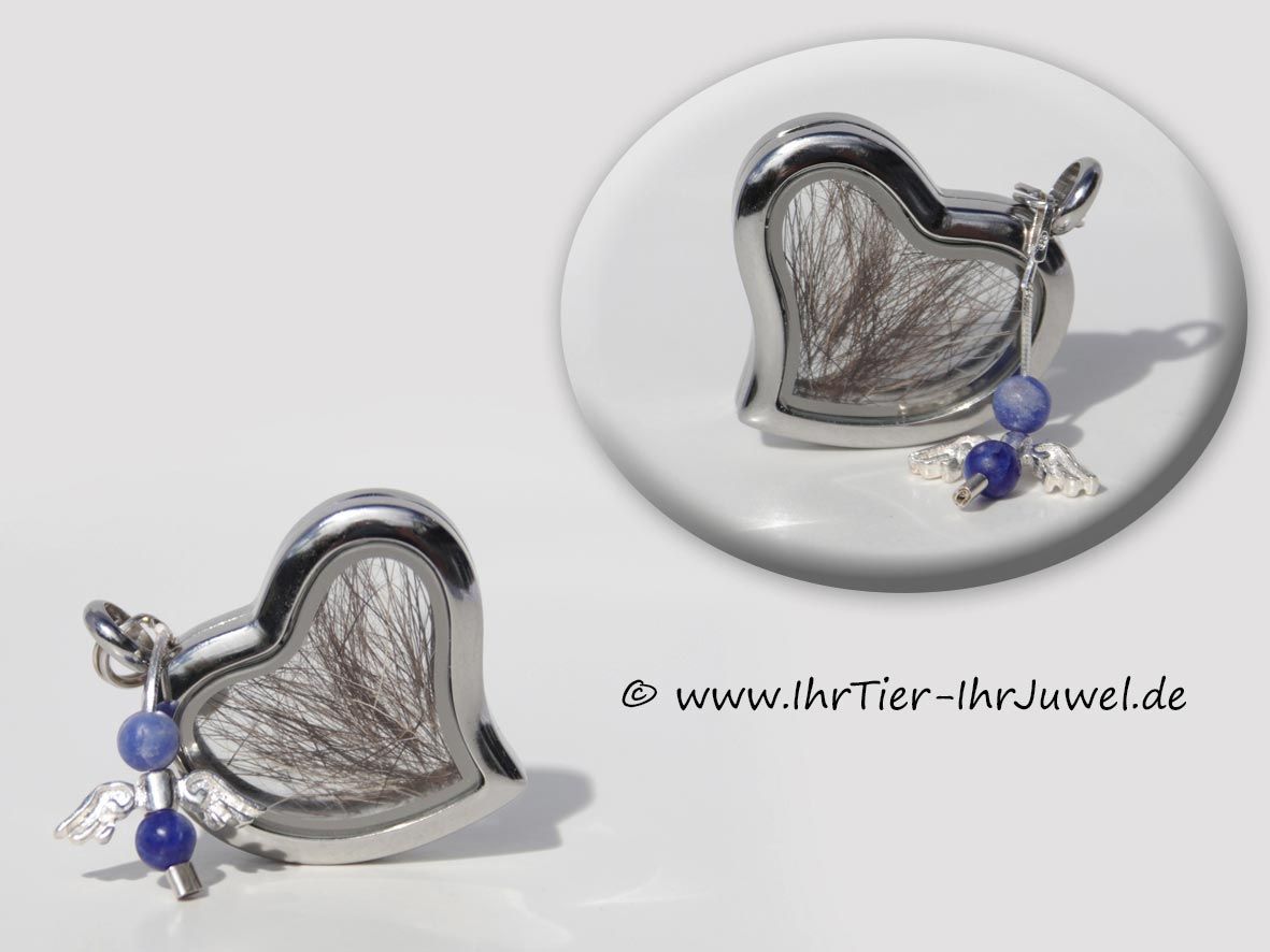 Schmuck Hundehaare Herzmedaillon Erinnerungsschmuck Schutzengel