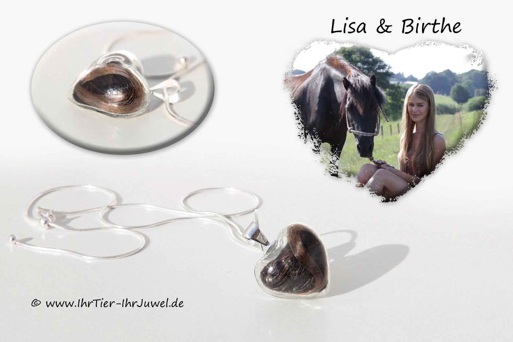 Schmuck aus Haaren Glasherz mit Pferdehaar und Menschenhaar