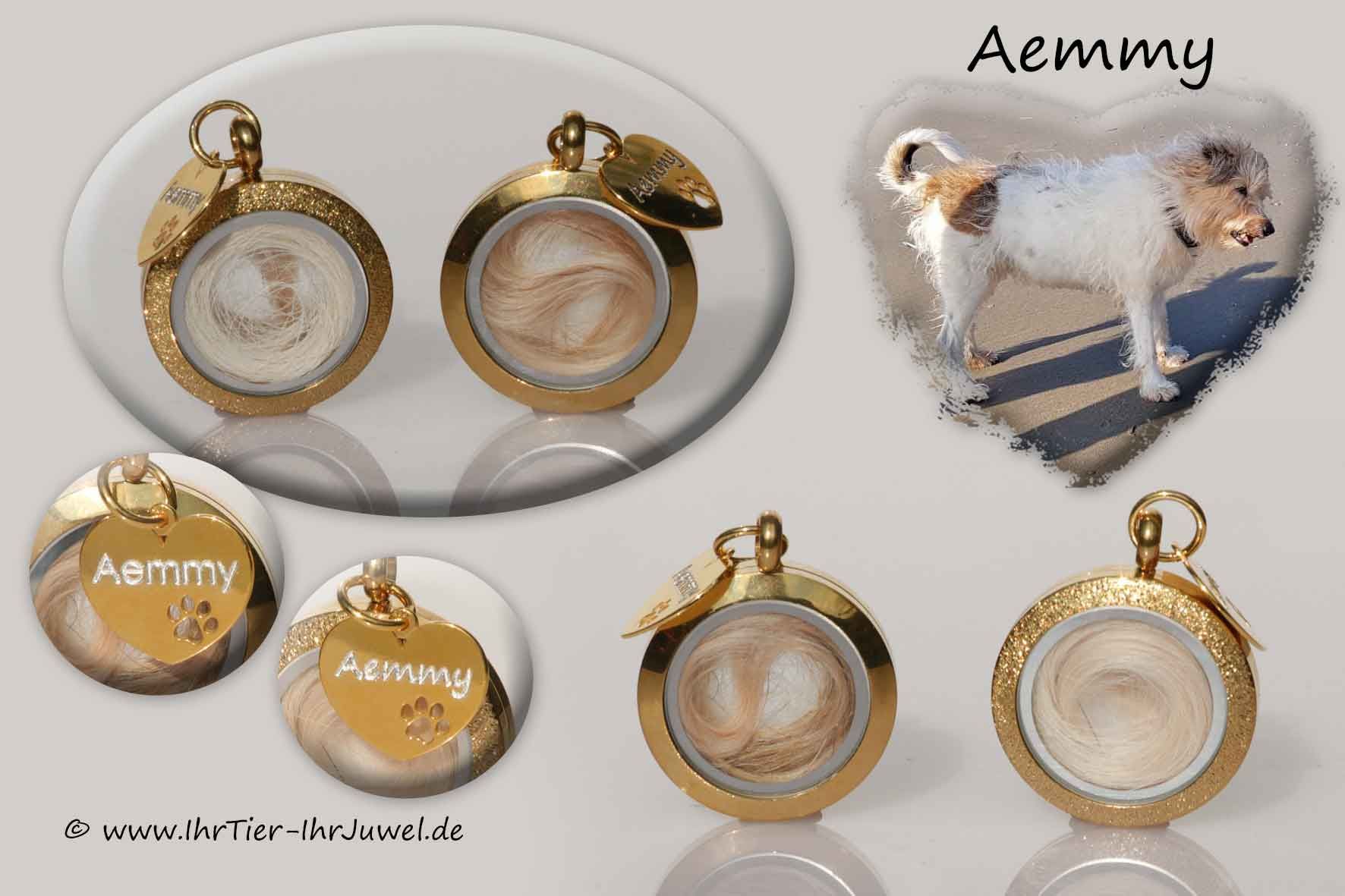 Schmuck aus Hundehaar Medaillon mit Gravur