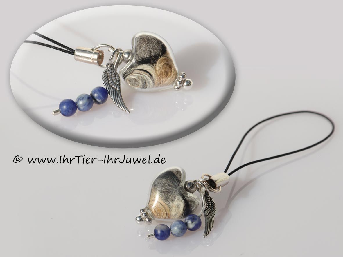 Schmuck aus Hundehaaren Handyanhänger geliebter Hund