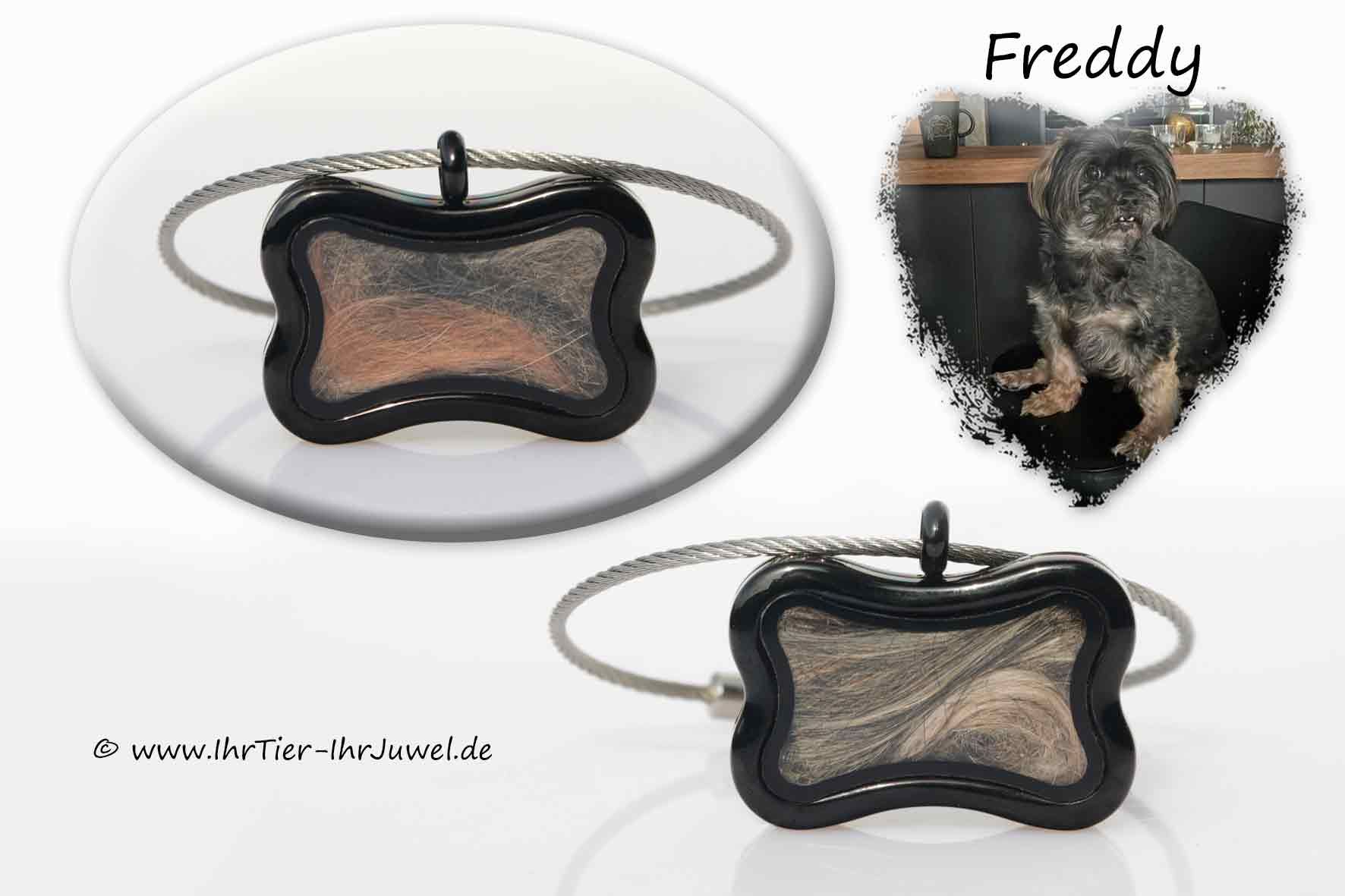 Schmuck aus Hundehaaren Medaillon in Knochenform