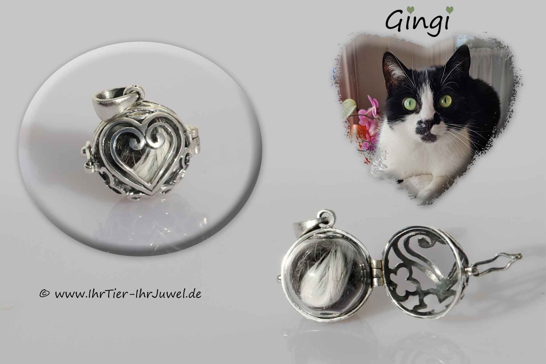 Schmuck aus Katzenhaar Engelsrufer mit Tierperle