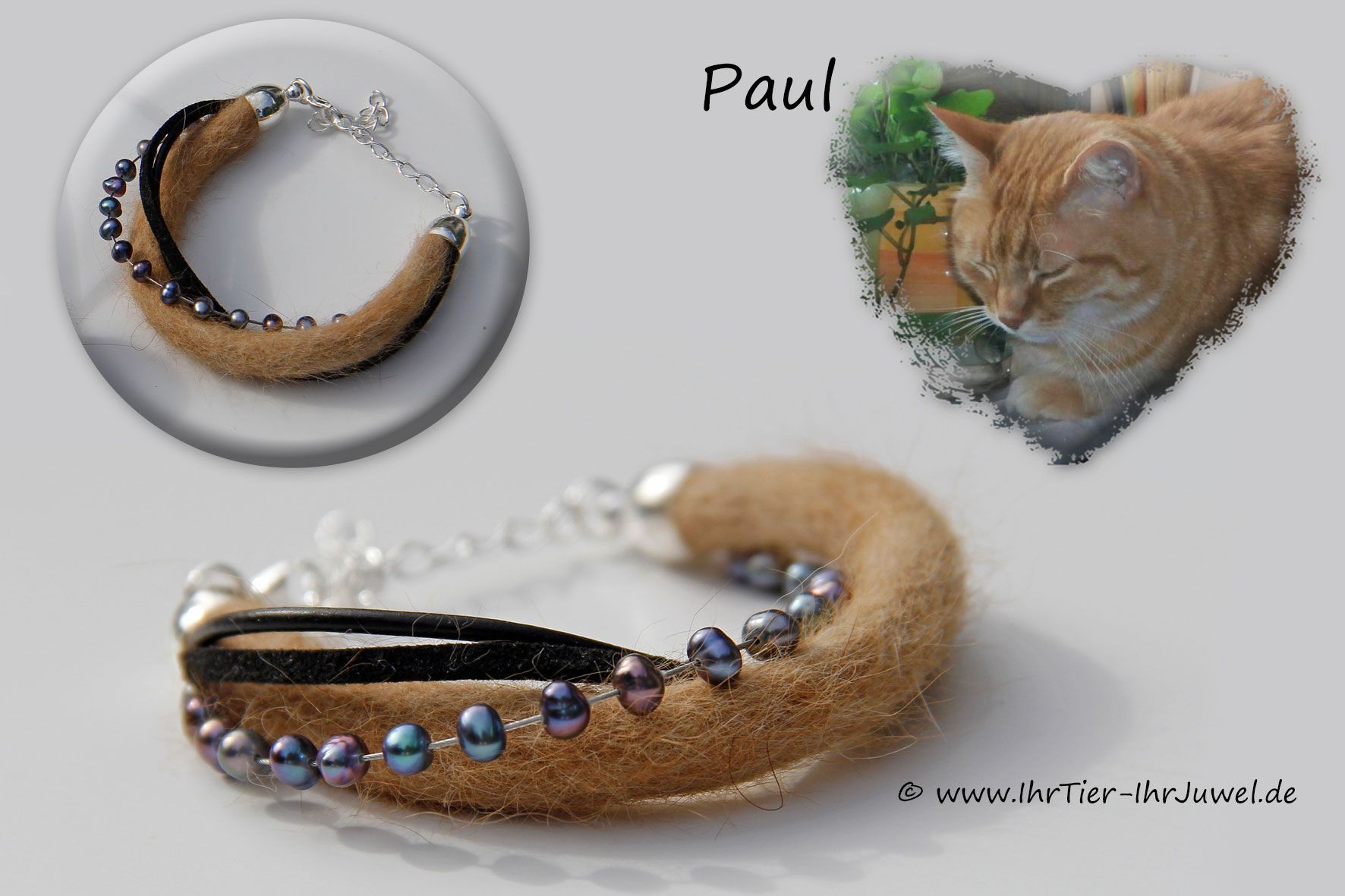 Schmuck aus Katzenhaaren Armband mit Fellstrang Fellarmband