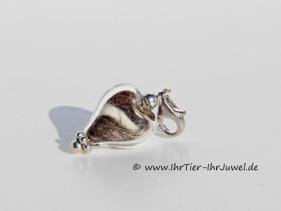Schmuck aus Menschenhaar Glasherzchencharms Hundehaar und Menschenhaar