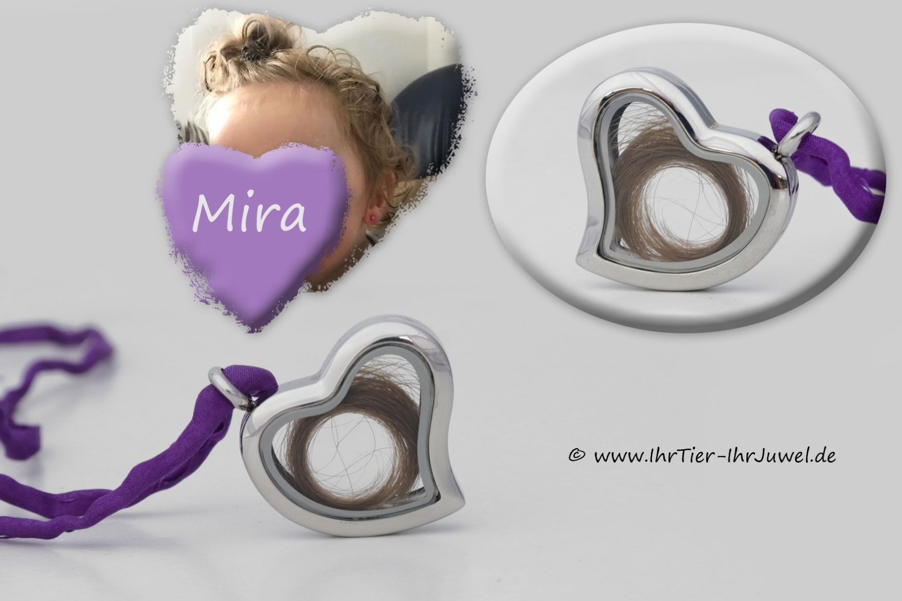Schmuck aus Menschenhaar Herzmedaillon mit Kinderlocke