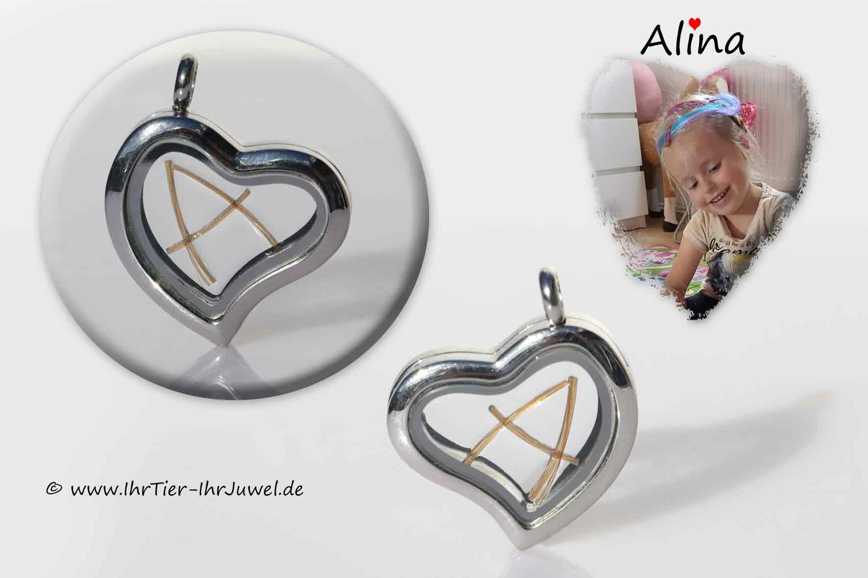 Schmuck aus Menschenhaaren Herzmedaillon mit Kinderlocke