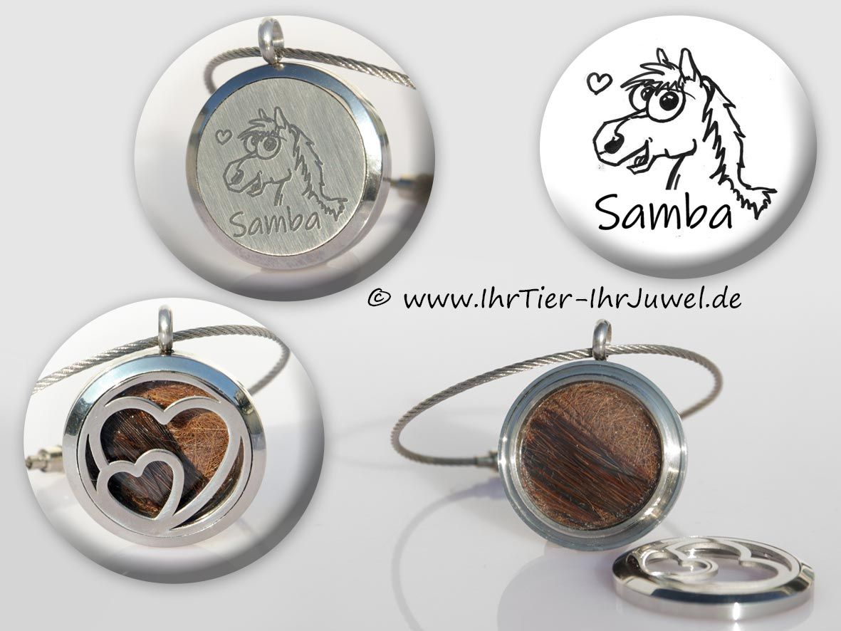 Schmuck aus Pferdehaar Gravurschmuck Medaillon Pferdehaare