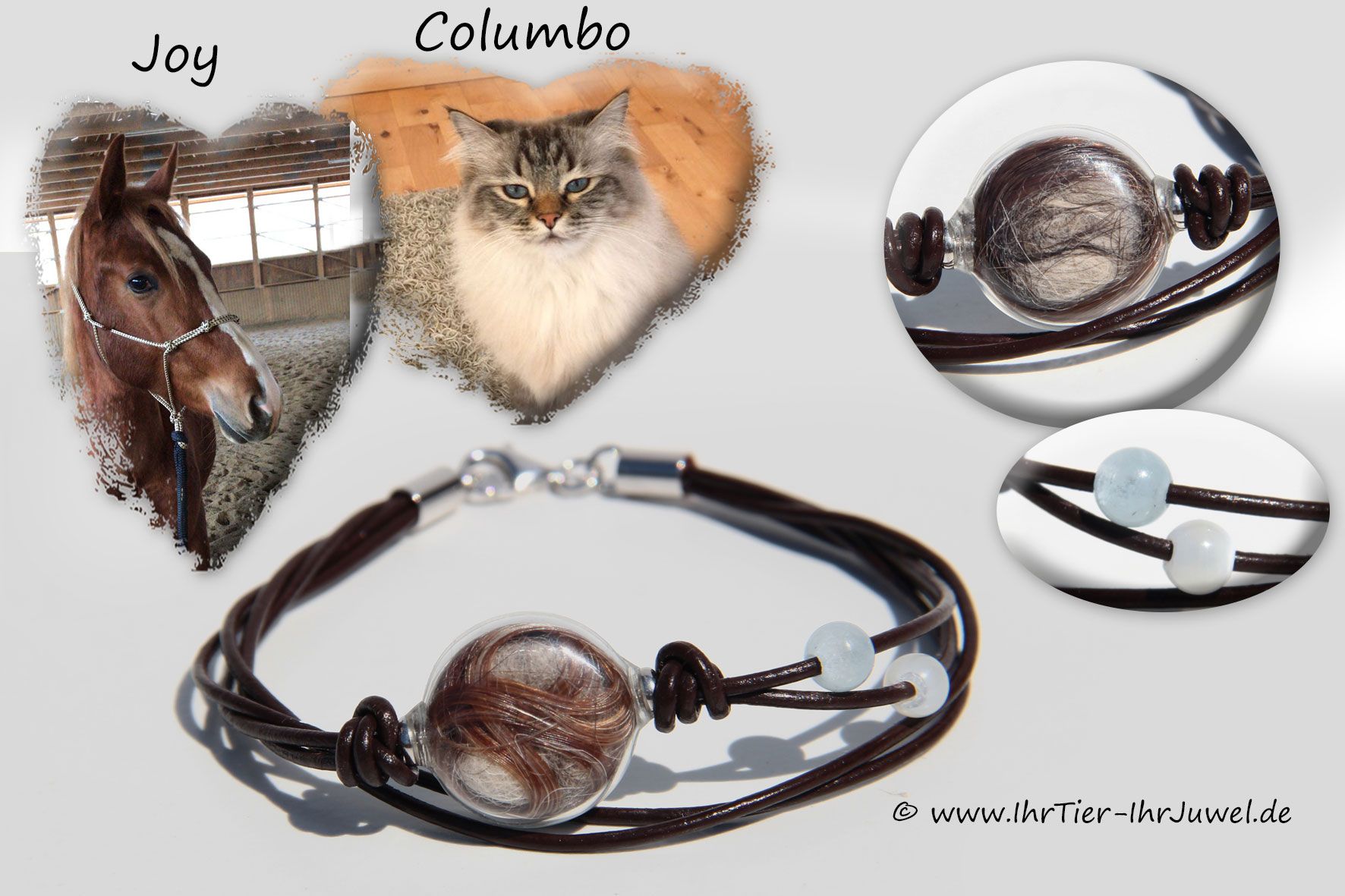 Schmuck aus Pferdehaar Pferd und Katze