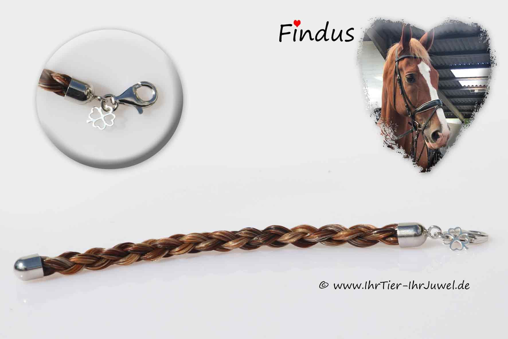 Schmuck aus Pferdehaaren Anhänger mit Kleeblatt