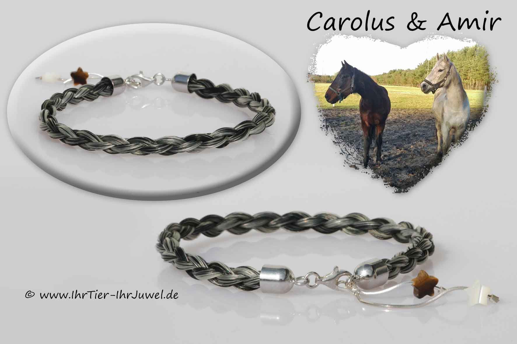 Schmuck aus Pferdehaaren Armband zwei Pferde