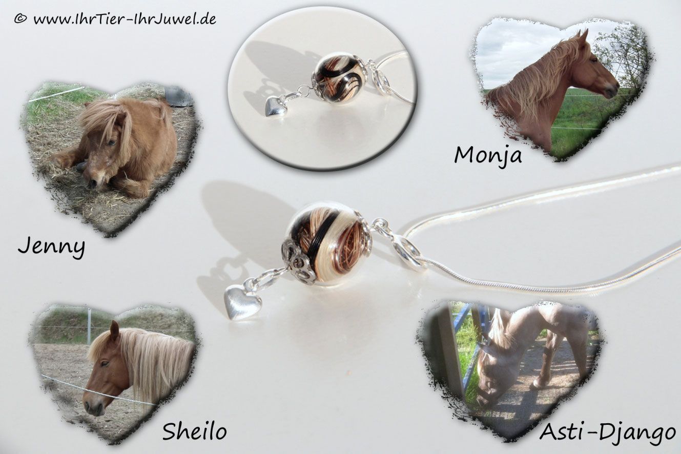 Schmuck aus Pferdehaaren Glasperle an Silberkette