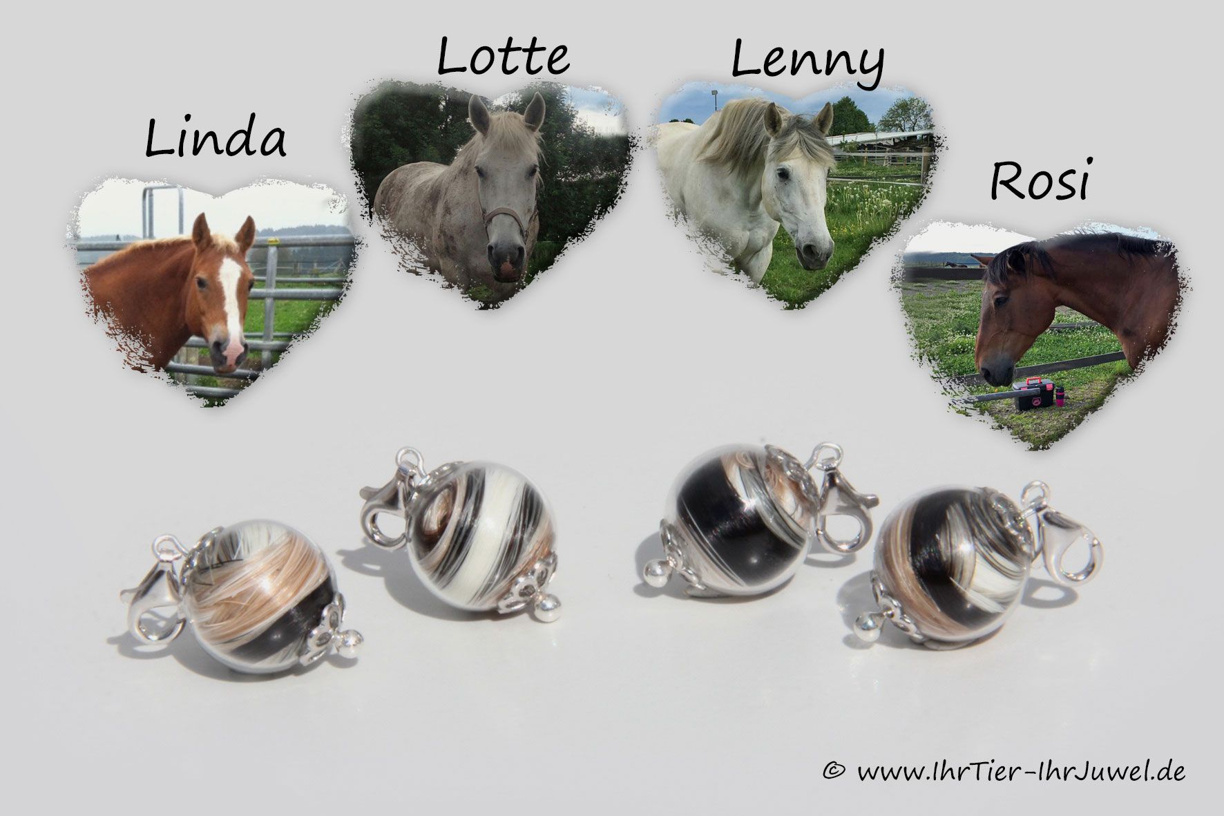 Schmuck aus Pferdehaaren Glasperlencharms mit Schweifhaar