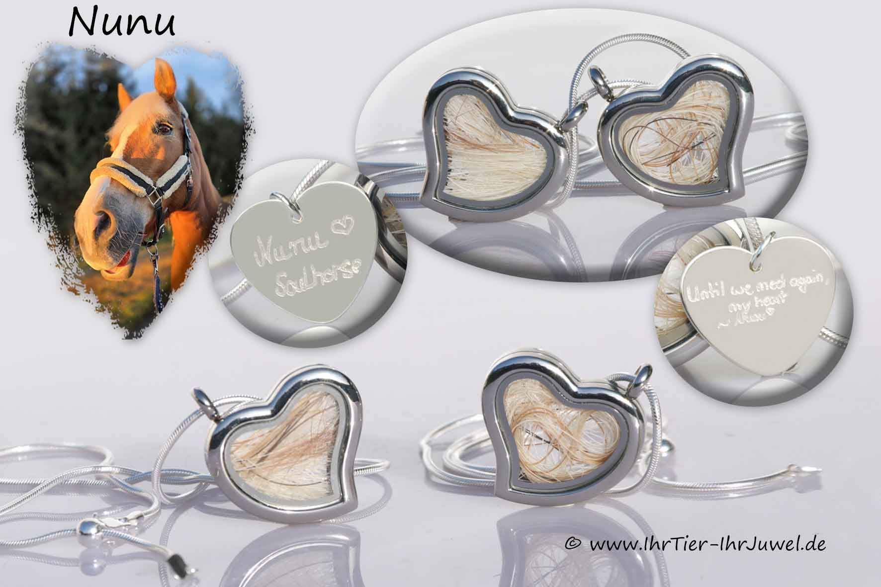 Schmuck aus Pferdehaaren Gravurschmuck geliebtes Pferd
