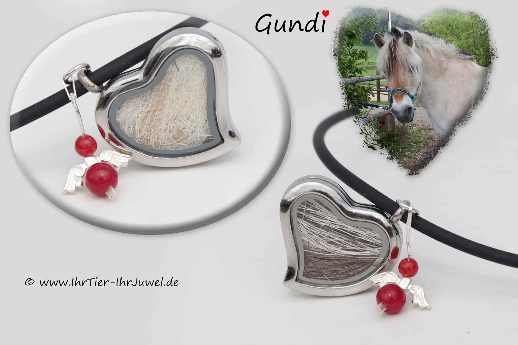 Schmuck aus Pferdehaaren Herzmedaillon mit Schutzengel