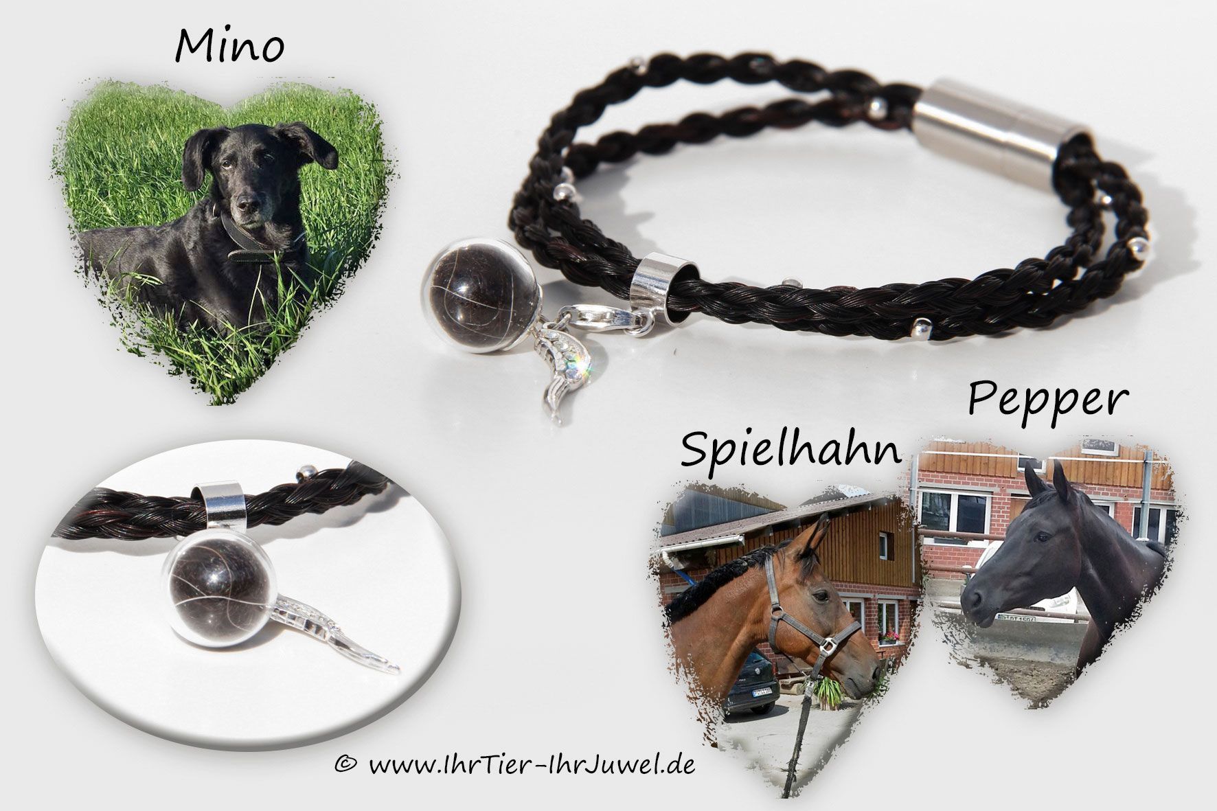 Schmuck aus Tierhaaren Armband Hund und Pferd