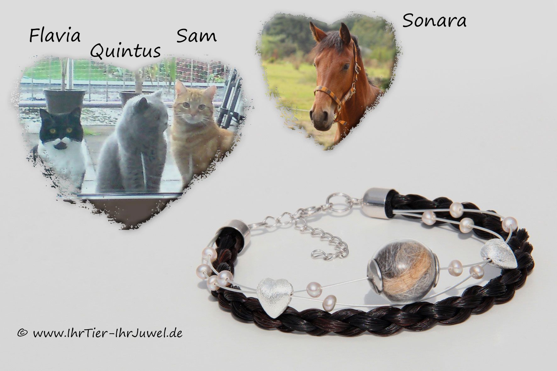Schmuck aus Tierhaaren Armband Schweifhaar und Katzenhaar