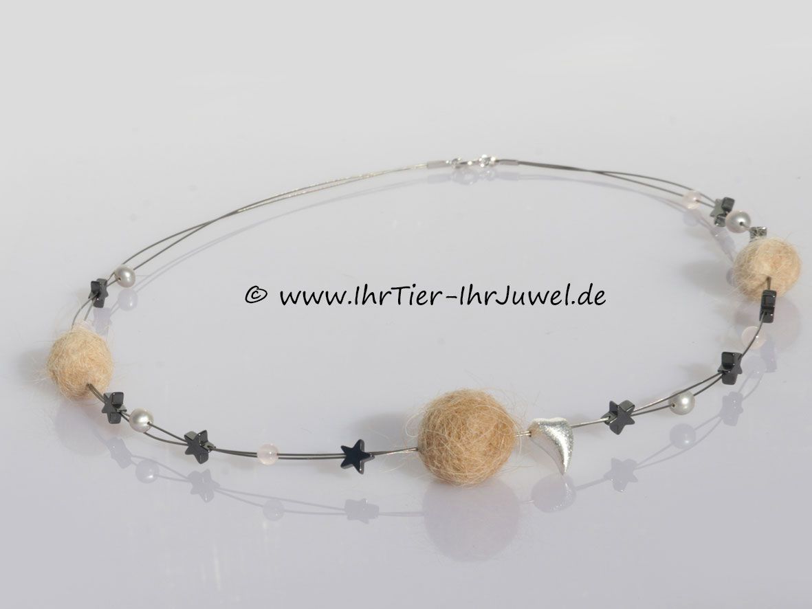 Schmuck aus Tierhaaren Fellperlenkette mit Hundehaaren