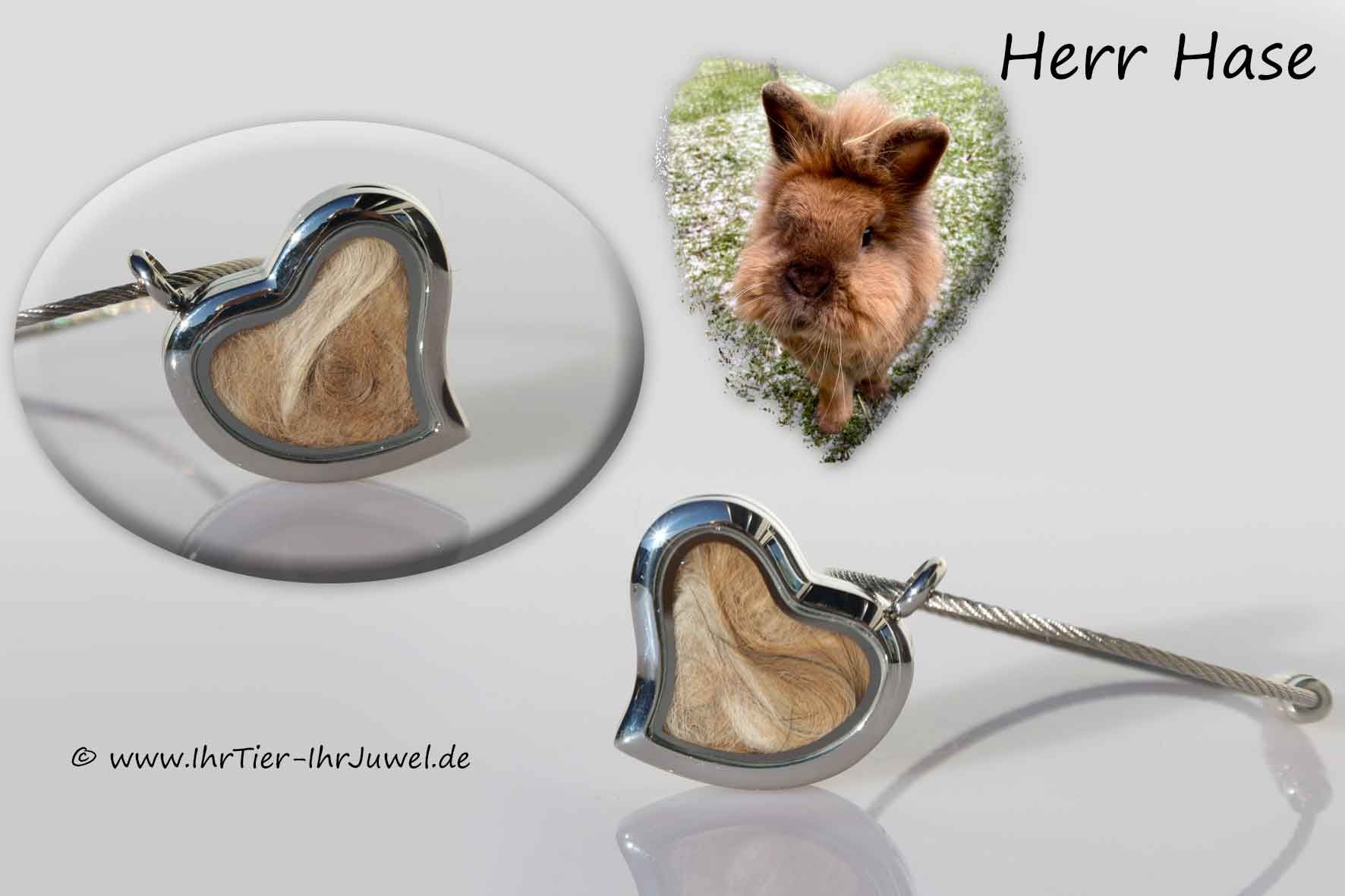 Schmuck aus Tierhaaren Herz mit Kaninchenhaar
