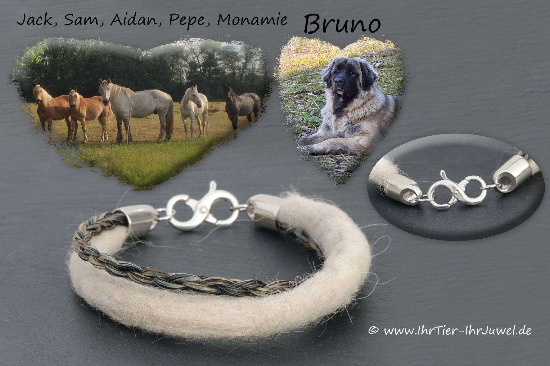 Schmuck aus Tierhaaren Hund und Pferd