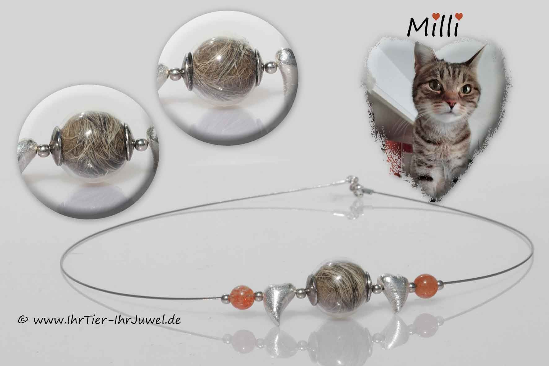 Schmuck aus Tierhaaren Kette mit Katzenhaaren