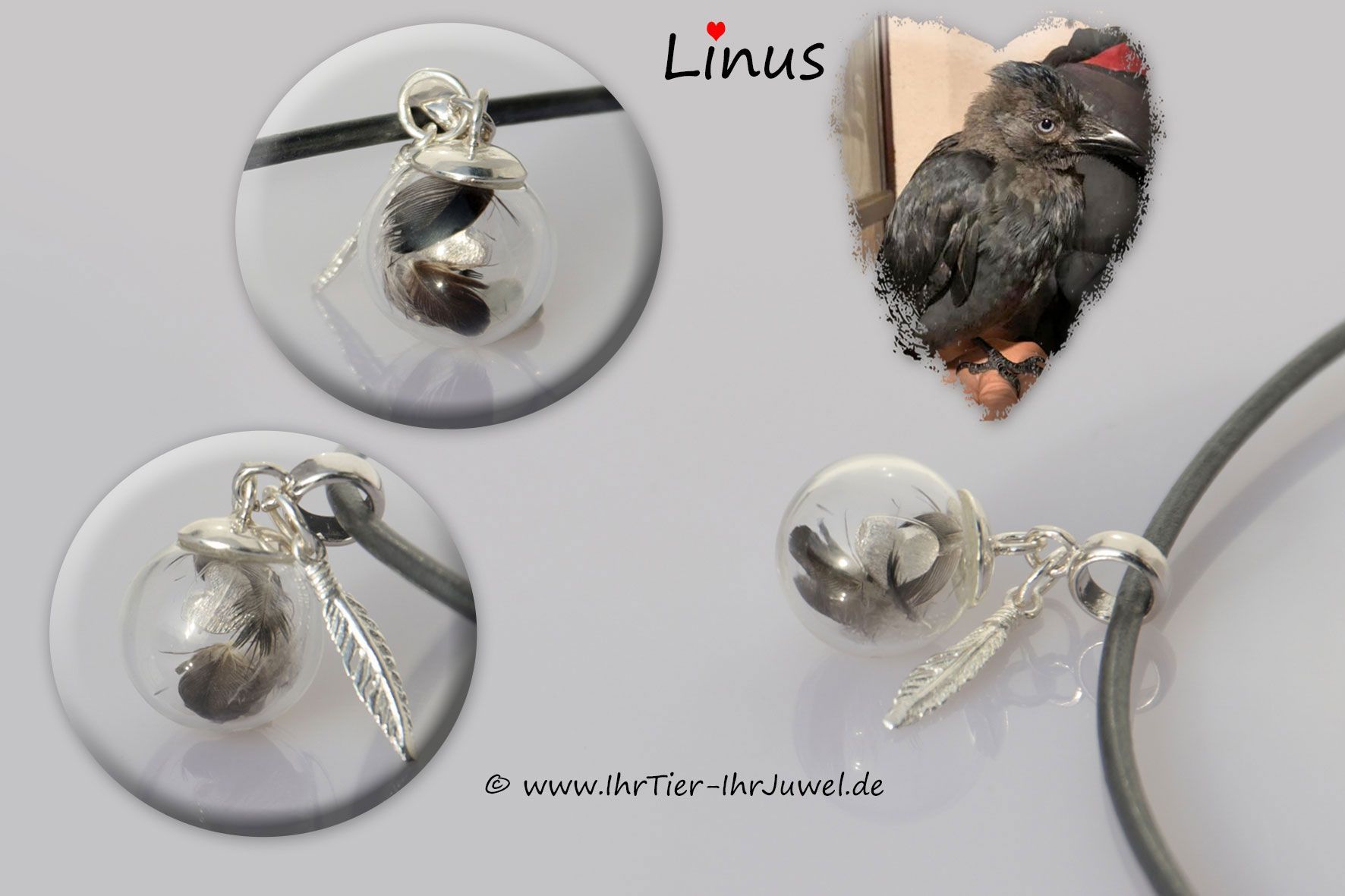 Schmuck aus Vogelfedern Federn in Glasperlenkette Tierjuwel