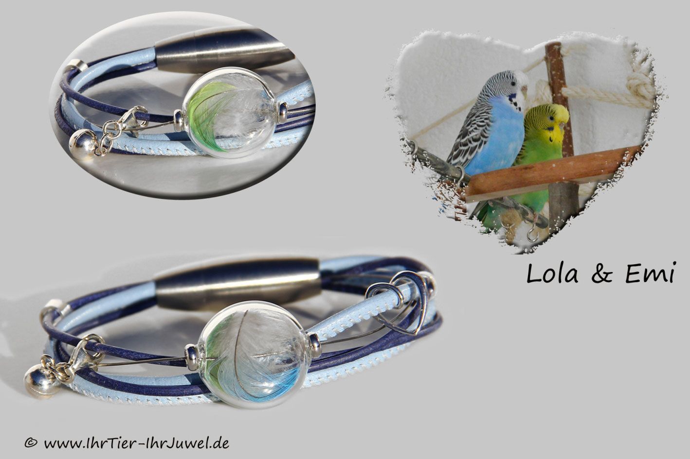 Schmuck mit Federn Armband geliebter Wellensittich
