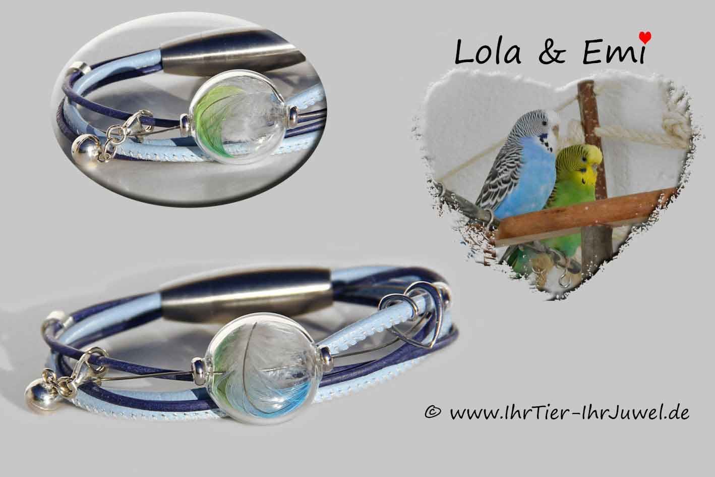 Schmuck mit Vogelfedern Glasperle mit Kanarienvogel Federn