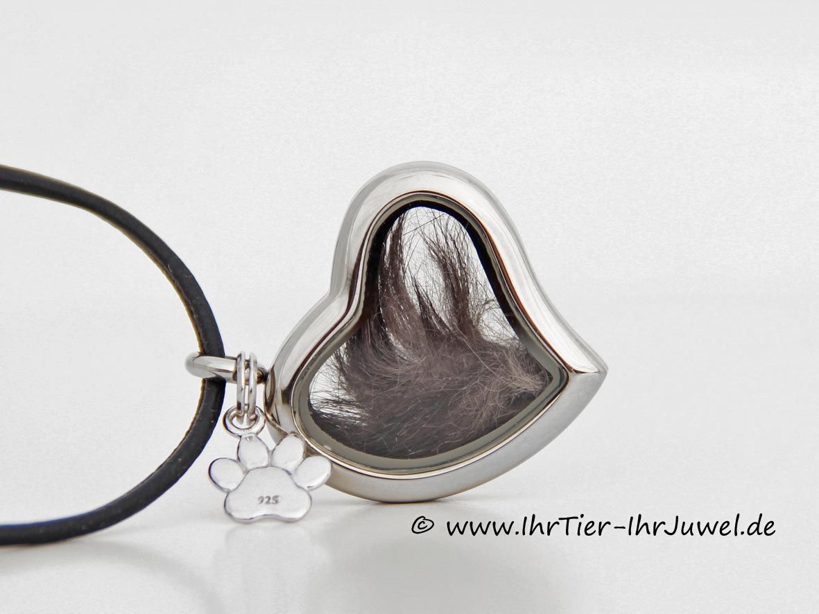 Schmuck mit Katzenhaaren Herzmedaillon Erinnerungsschmuck Pfotenschmuck
