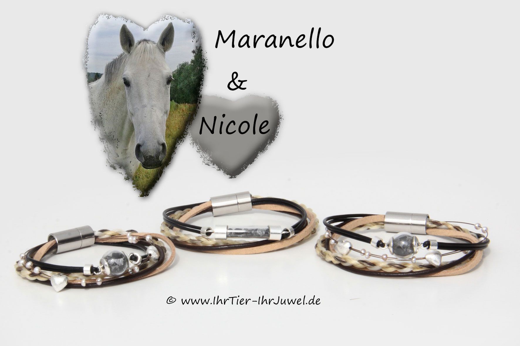 Schmuck mit Pferdehaaren Armbänder Asche von Frau