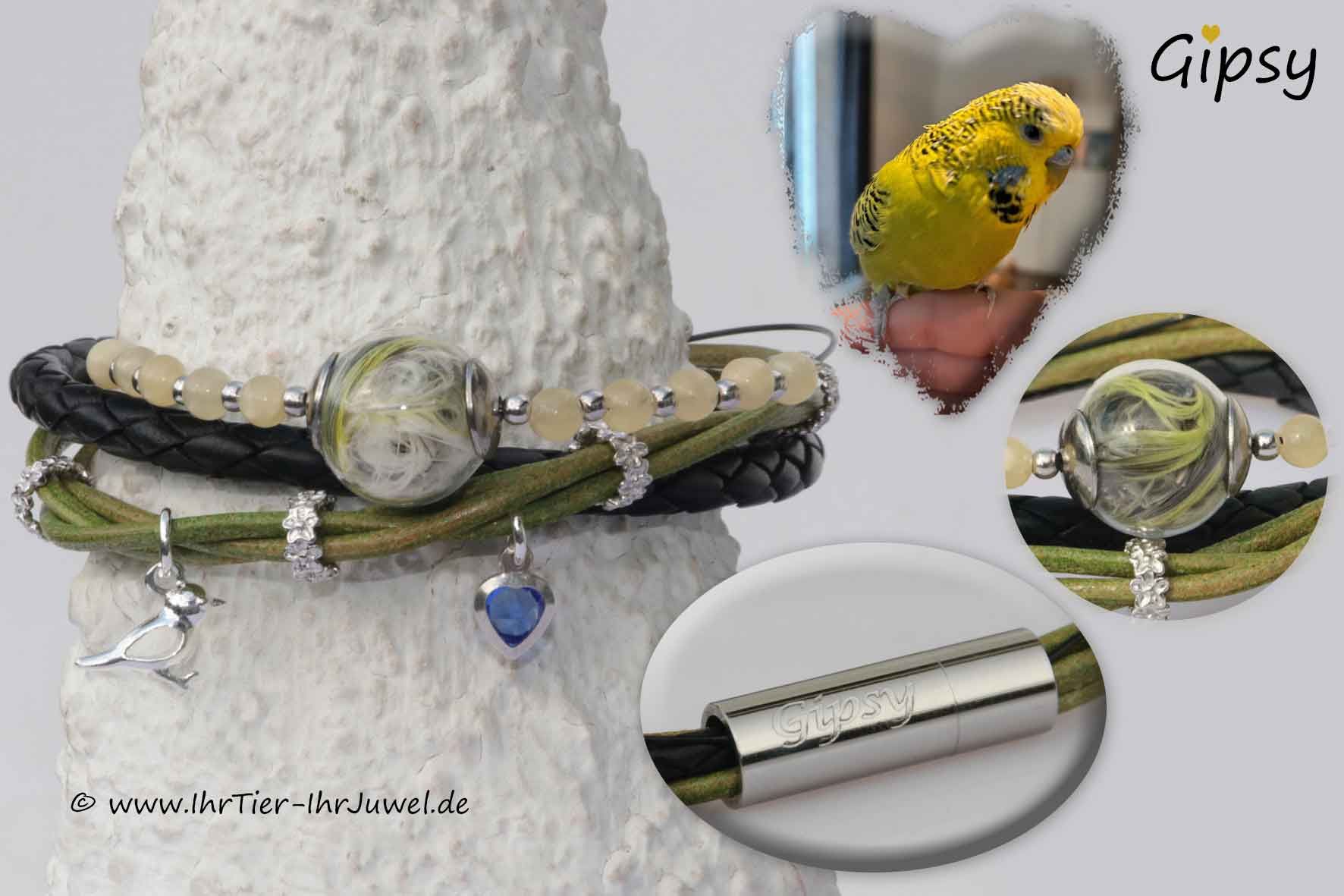 Schmuck mit Vogelfedern Armband Wellensittich Federnschmuck