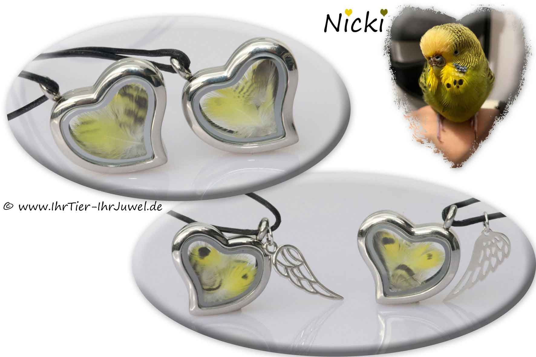 Schmuck mit Wellensittichfedern Federnschmuck Erinnerungsschmuck Flügelschmuck