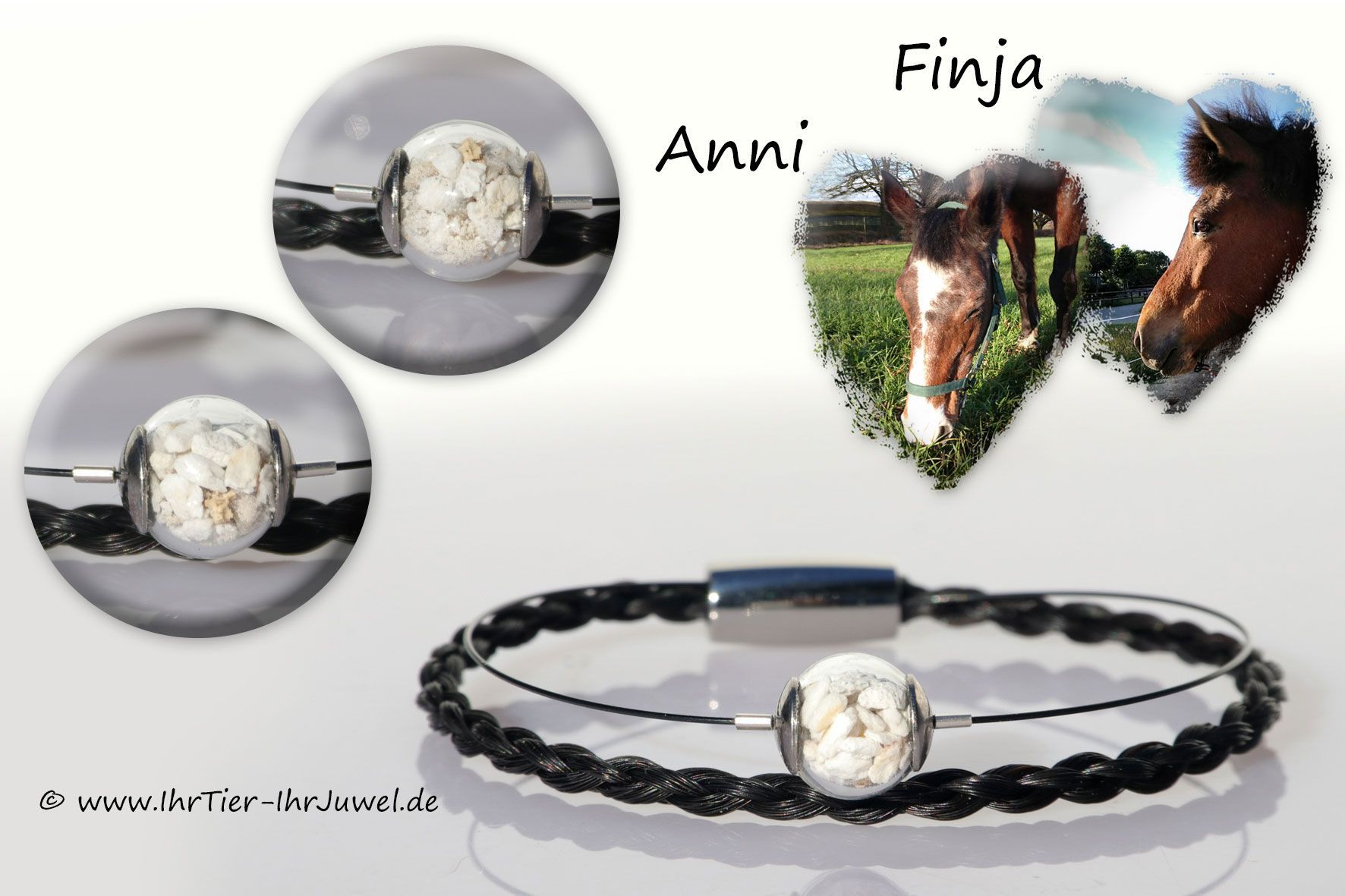 Schweifhaararmband Erinnerung Pferd Armband mit Tierasche