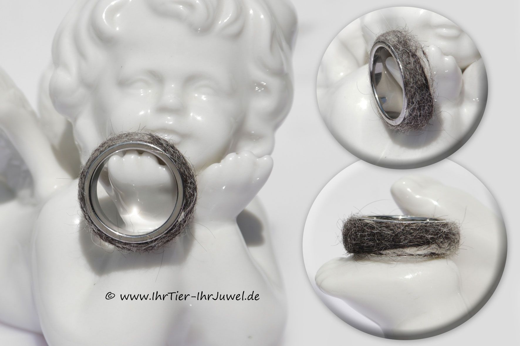 Tierhaarkunst Infinity Edelstahlring für Hundefreunde Fellschmuck