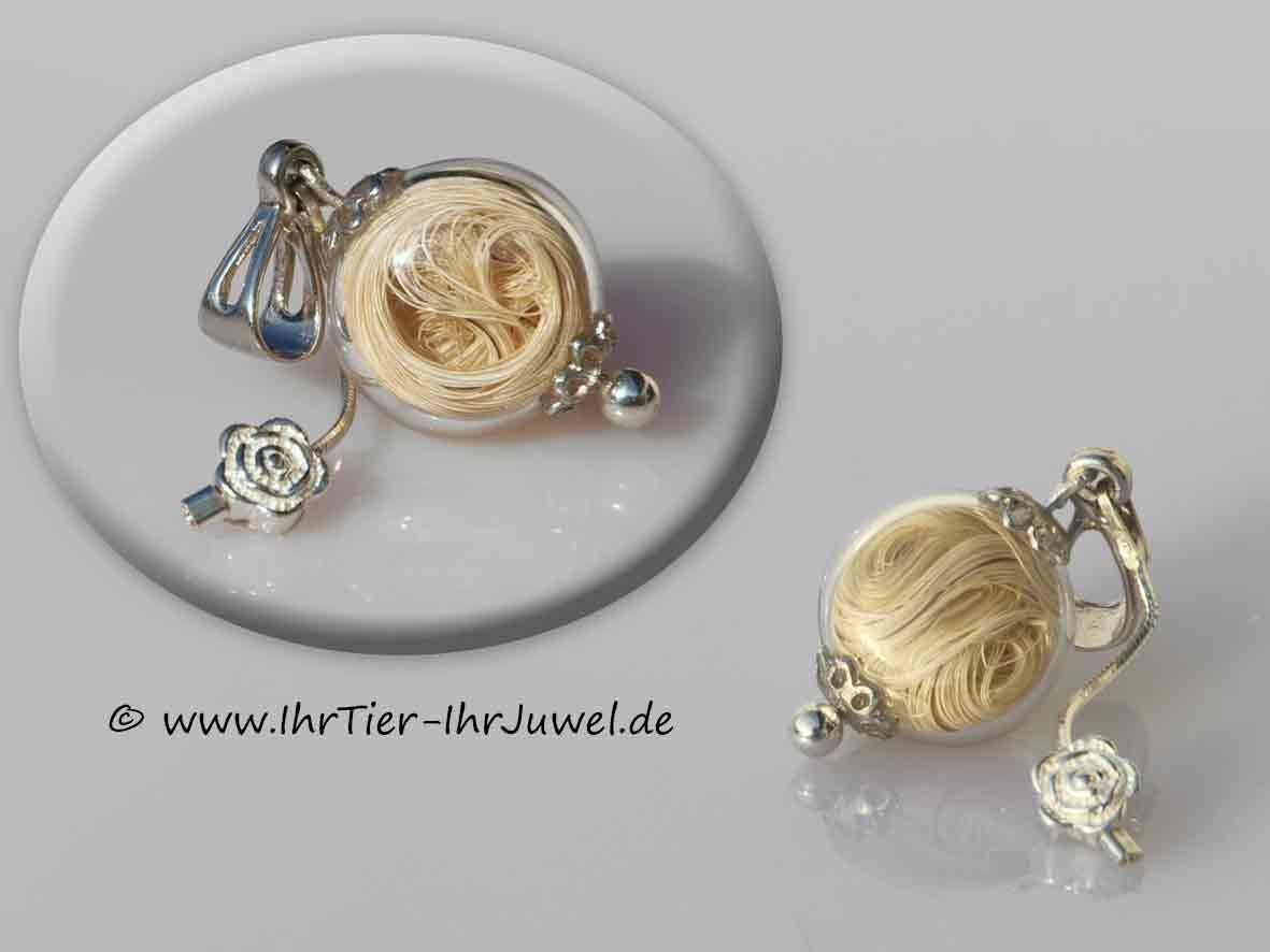 Tierhaarschmuck Anhänger mit Mähnenhaaren Hufeisenschmuck Pferdehaarschmuck