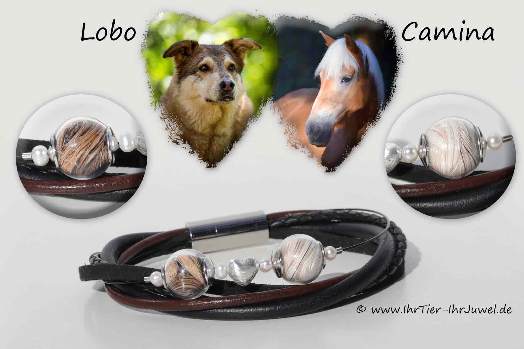 Tierhaarschmuck Armband Hund und Pferd Fellandenken