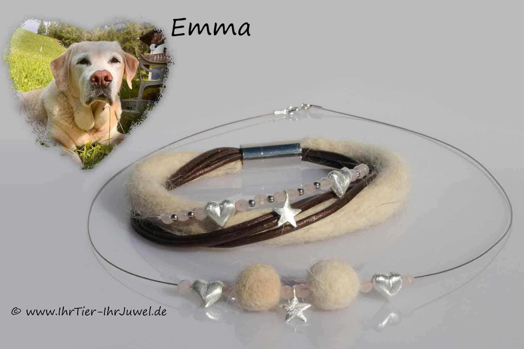 Tierhaarschmuck Armband Hundehaare Kette mit Fellperlen